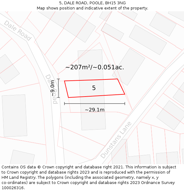 5, DALE ROAD, POOLE, BH15 3NG: Plot and title map