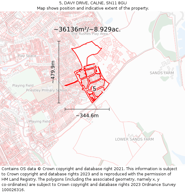 5, DAVY DRIVE, CALNE, SN11 8GU: Plot and title map