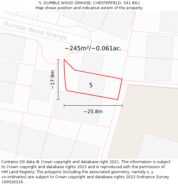 5, DUMBLE WOOD GRANGE, CHESTERFIELD, S41 8XU: Plot and title map