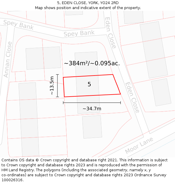 5, EDEN CLOSE, YORK, YO24 2RD: Plot and title map