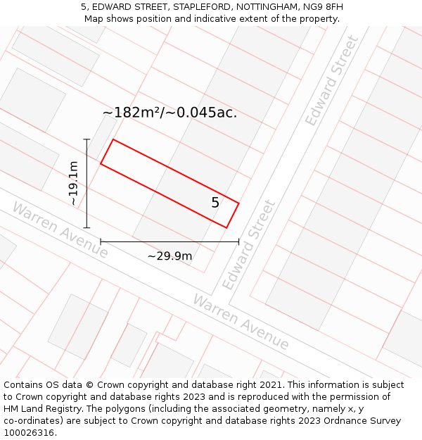 5, EDWARD STREET, STAPLEFORD, NOTTINGHAM, NG9 8FH: Plot and title map