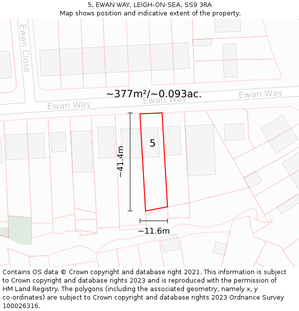 5, EWAN WAY, LEIGH-ON-SEA, SS9 3RA: Plot and title map