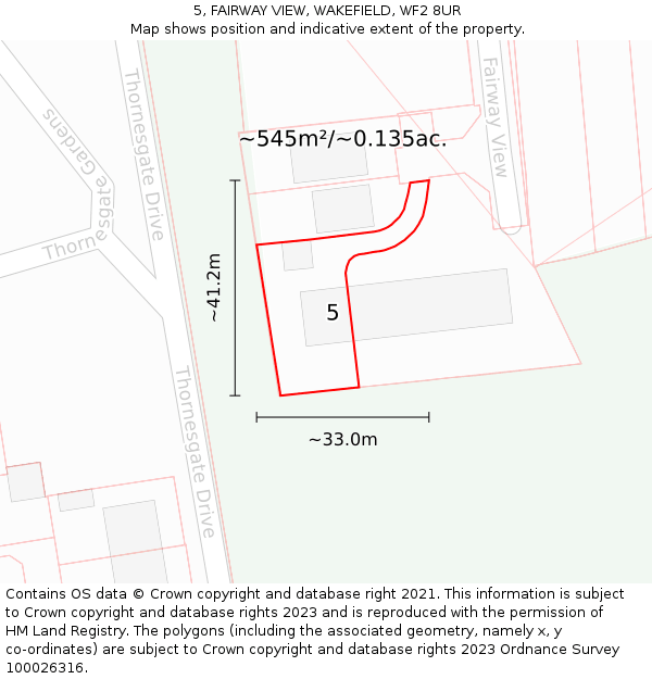 5, FAIRWAY VIEW, WAKEFIELD, WF2 8UR: Plot and title map