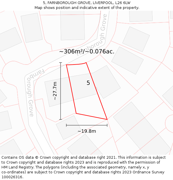 5, FARNBOROUGH GROVE, LIVERPOOL, L26 6LW: Plot and title map