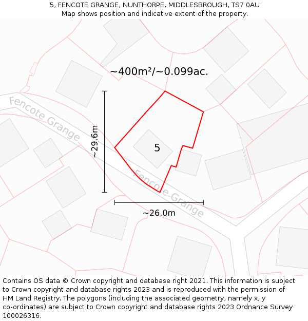 5, FENCOTE GRANGE, NUNTHORPE, MIDDLESBROUGH, TS7 0AU: Plot and title map