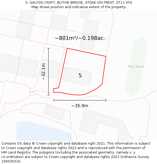 5, GALTON CROFT, BLYTHE BRIDGE, STOKE-ON-TRENT, ST11 9TQ: Plot and title map