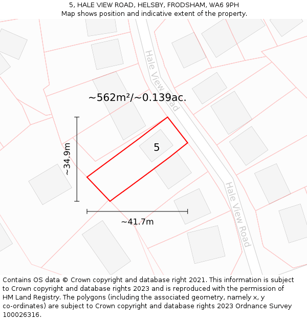 5, HALE VIEW ROAD, HELSBY, FRODSHAM, WA6 9PH: Plot and title map