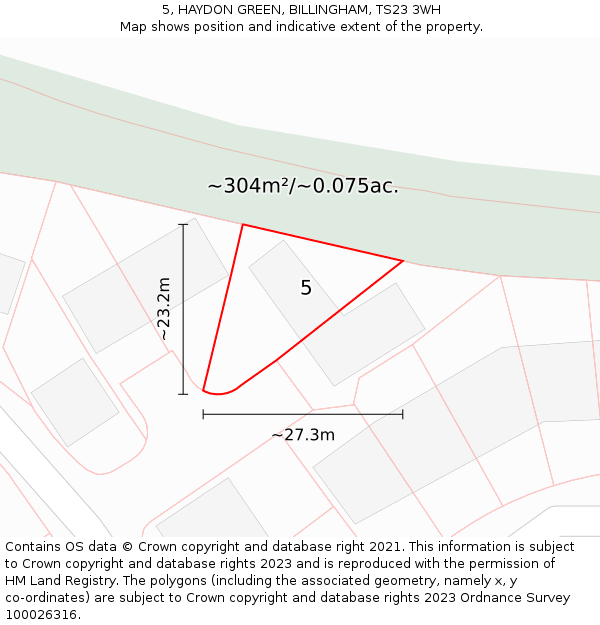 5, HAYDON GREEN, BILLINGHAM, TS23 3WH: Plot and title map