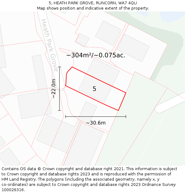 5, HEATH PARK GROVE, RUNCORN, WA7 4QU: Plot and title map