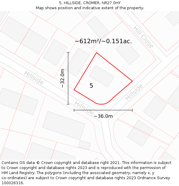 5, HILLSIDE, CROMER, NR27 0HY: Plot and title map