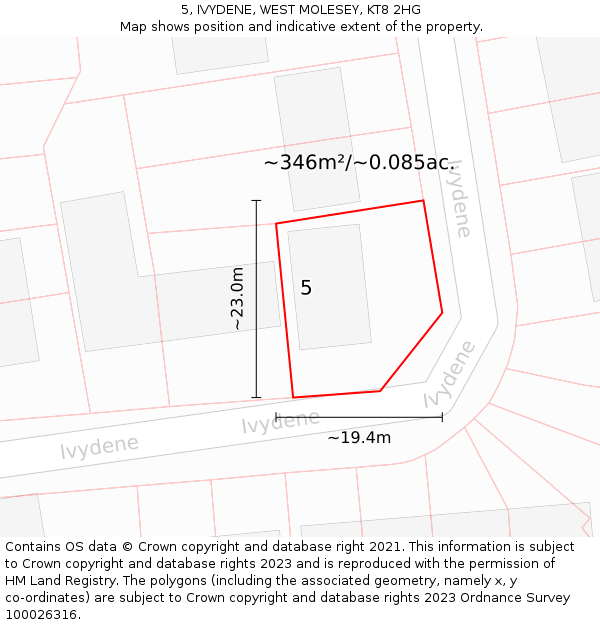 5, IVYDENE, WEST MOLESEY, KT8 2HG: Plot and title map