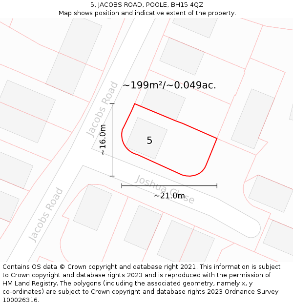 5, JACOBS ROAD, POOLE, BH15 4QZ: Plot and title map