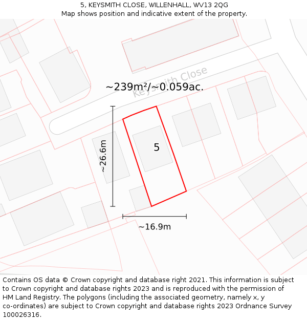 5, KEYSMITH CLOSE, WILLENHALL, WV13 2QG: Plot and title map