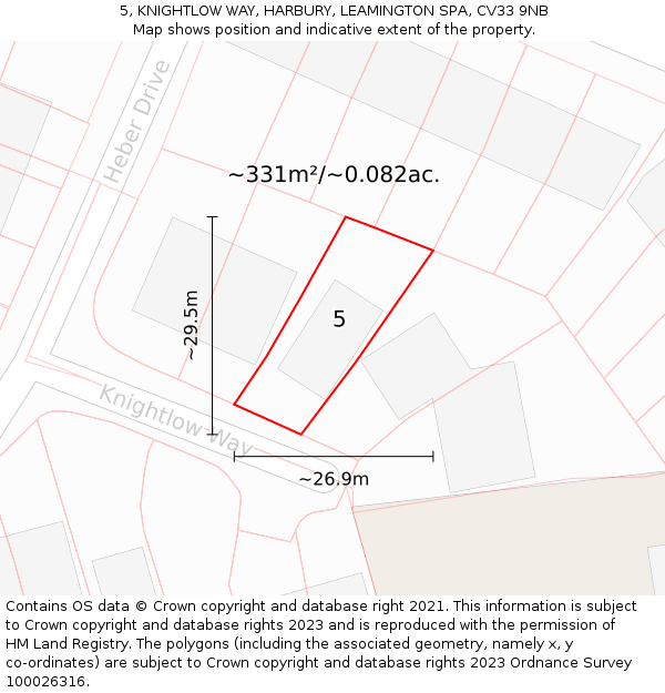 5, KNIGHTLOW WAY, HARBURY, LEAMINGTON SPA, CV33 9NB: Plot and title map
