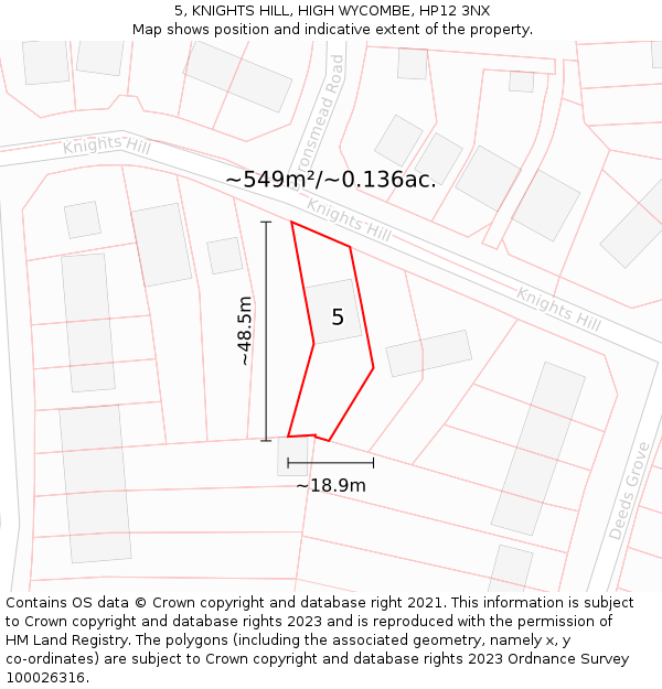 5, KNIGHTS HILL, HIGH WYCOMBE, HP12 3NX: Plot and title map