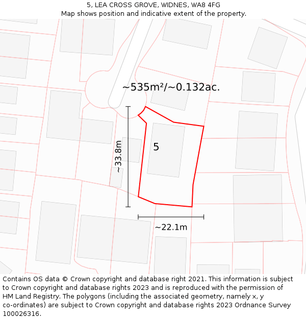 5, LEA CROSS GROVE, WIDNES, WA8 4FG: Plot and title map