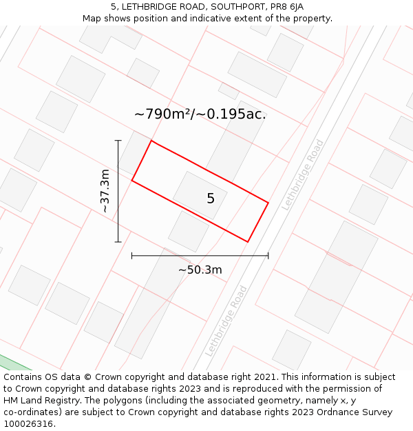 5, LETHBRIDGE ROAD, SOUTHPORT, PR8 6JA: Plot and title map