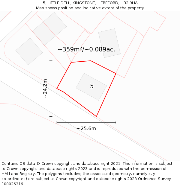 5, LITTLE DELL, KINGSTONE, HEREFORD, HR2 9HA: Plot and title map