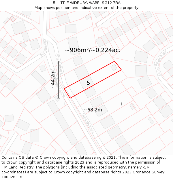 5, LITTLE WIDBURY, WARE, SG12 7BA: Plot and title map