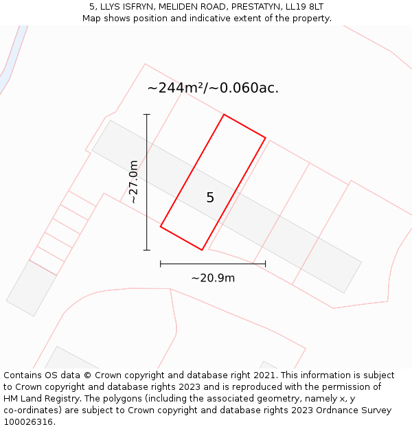 5, LLYS ISFRYN, MELIDEN ROAD, PRESTATYN, LL19 8LT: Plot and title map