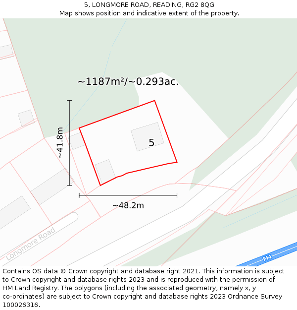 5, LONGMORE ROAD, READING, RG2 8QG: Plot and title map