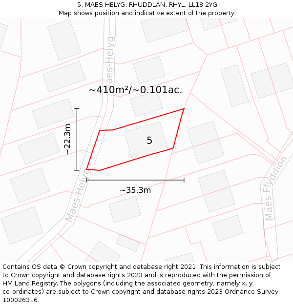 5, MAES HELYG, RHUDDLAN, RHYL, LL18 2YG: Plot and title map