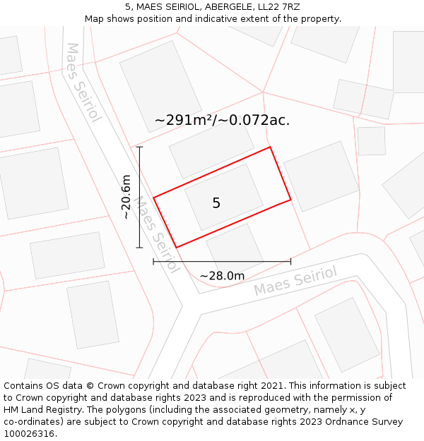 5, MAES SEIRIOL, ABERGELE, LL22 7RZ: Plot and title map