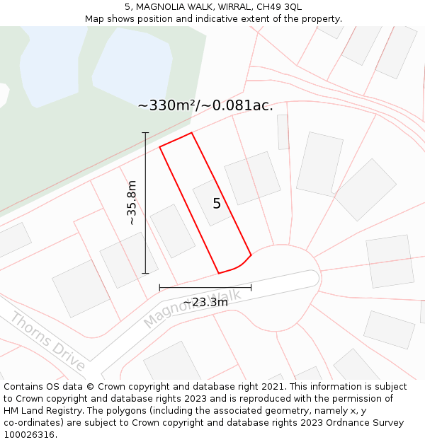 5, MAGNOLIA WALK, WIRRAL, CH49 3QL: Plot and title map