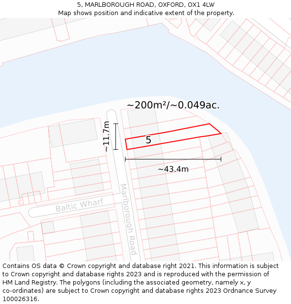 5, MARLBOROUGH ROAD, OXFORD, OX1 4LW: Plot and title map