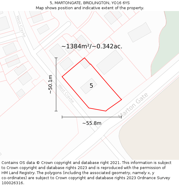 5, MARTONGATE, BRIDLINGTON, YO16 6YS: Plot and title map