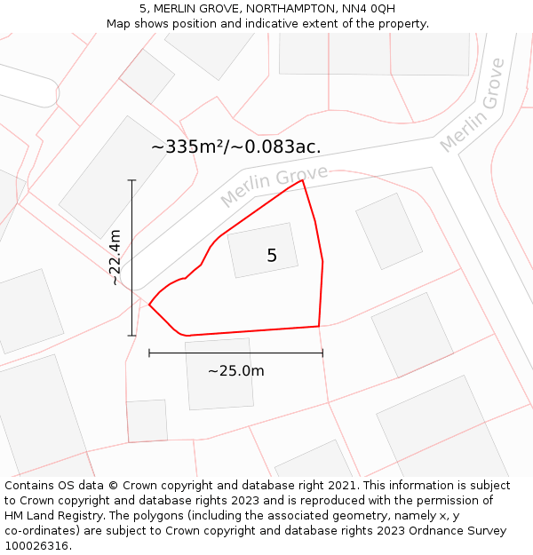 5, MERLIN GROVE, NORTHAMPTON, NN4 0QH: Plot and title map