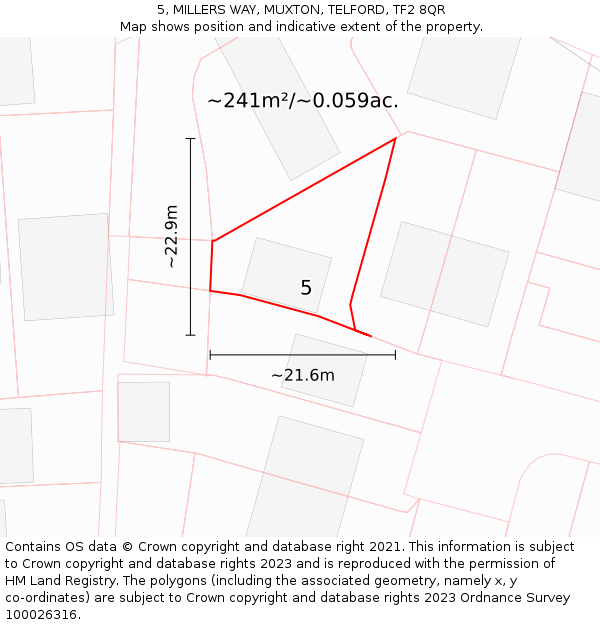 5, MILLERS WAY, MUXTON, TELFORD, TF2 8QR: Plot and title map