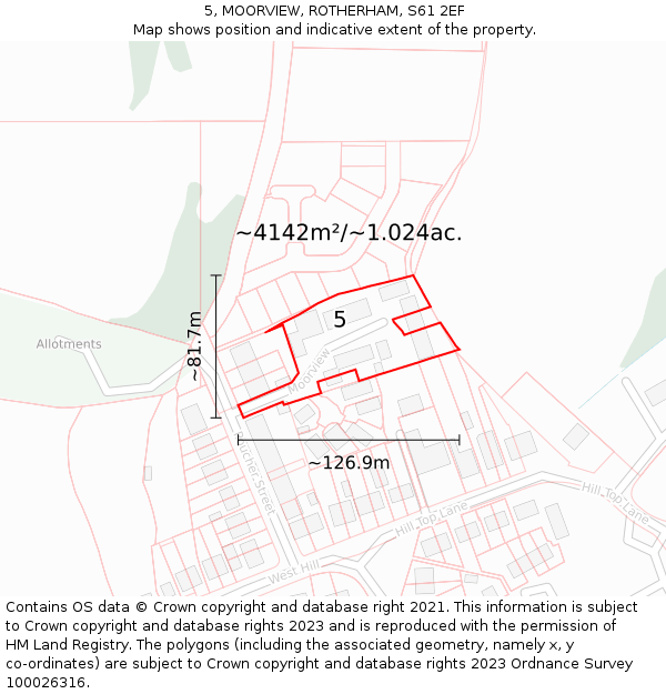 5, MOORVIEW, ROTHERHAM, S61 2EF: Plot and title map