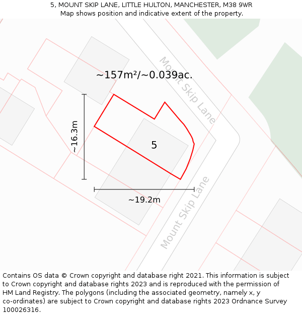 5, MOUNT SKIP LANE, LITTLE HULTON, MANCHESTER, M38 9WR: Plot and title map