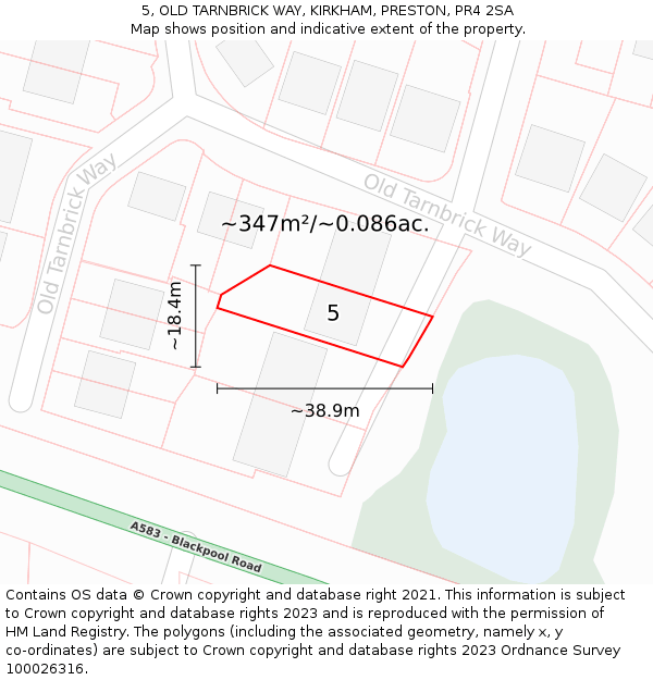 5, OLD TARNBRICK WAY, KIRKHAM, PRESTON, PR4 2SA: Plot and title map