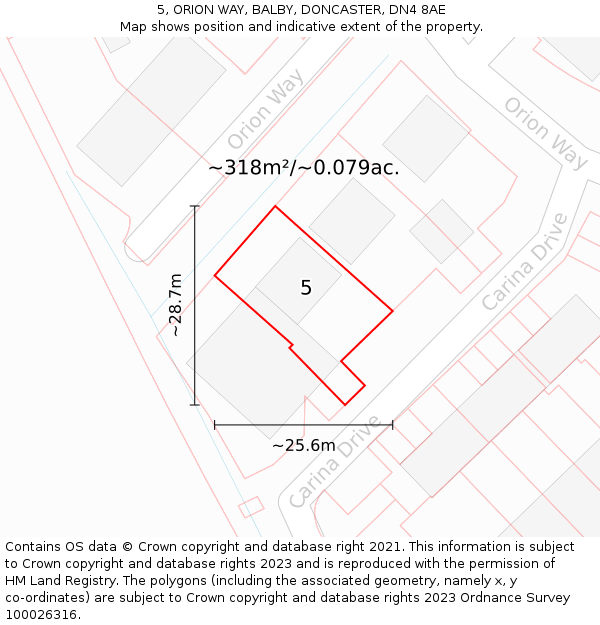 5, ORION WAY, BALBY, DONCASTER, DN4 8AE: Plot and title map