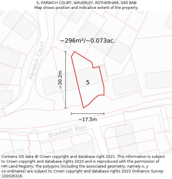 5, PARWICH COURT, WAVERLEY, ROTHERHAM, S60 8AB: Plot and title map