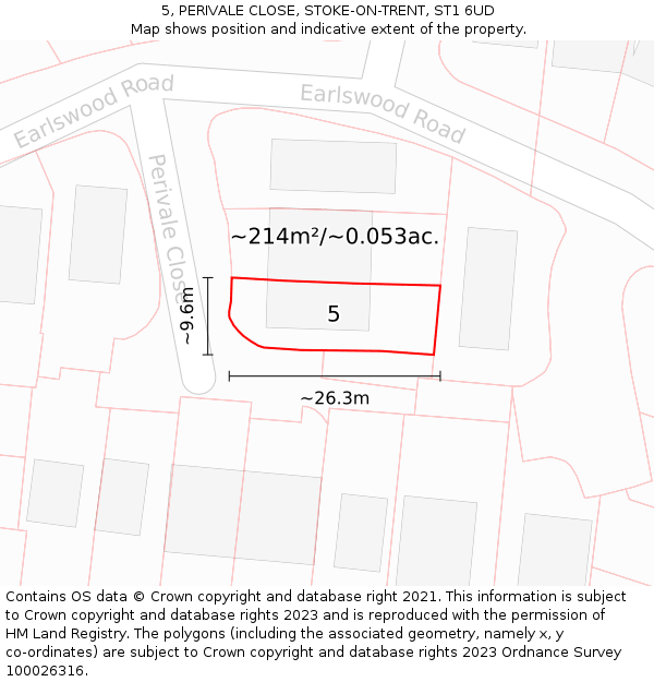 5, PERIVALE CLOSE, STOKE-ON-TRENT, ST1 6UD: Plot and title map