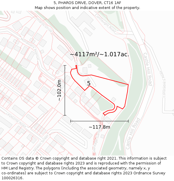 5, PHAROS DRIVE, DOVER, CT16 1AF: Plot and title map