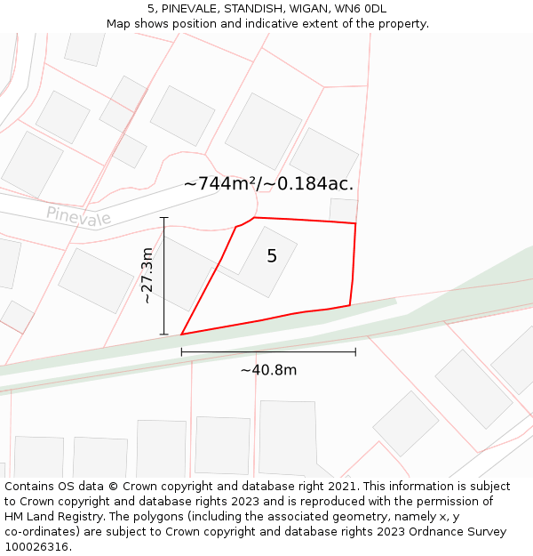 5, PINEVALE, STANDISH, WIGAN, WN6 0DL: Plot and title map