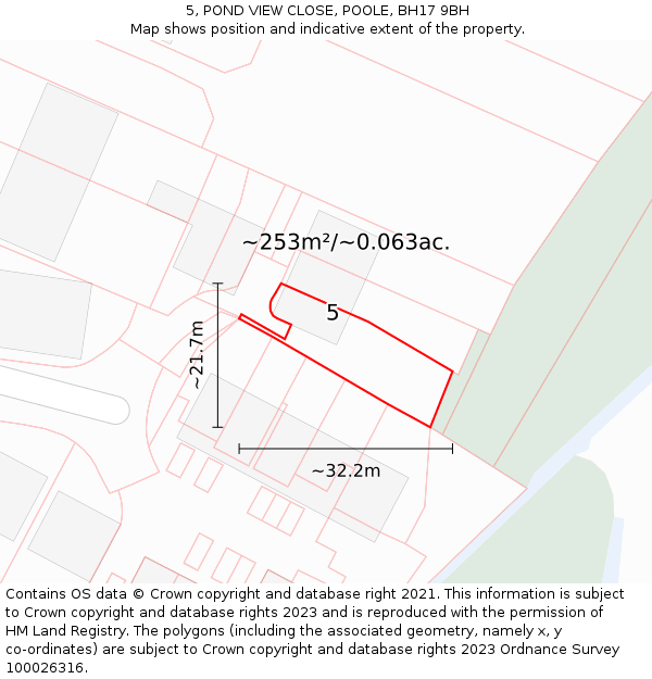 5, POND VIEW CLOSE, POOLE, BH17 9BH: Plot and title map