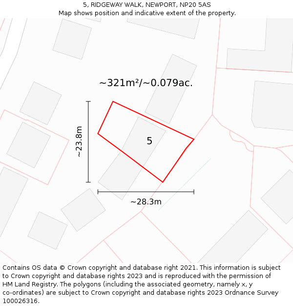 5, RIDGEWAY WALK, NEWPORT, NP20 5AS: Plot and title map