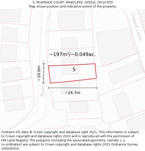 5, RIVERSIDE COURT, RAWCLIFFE, GOOLE, DN14 8TD: Plot and title map