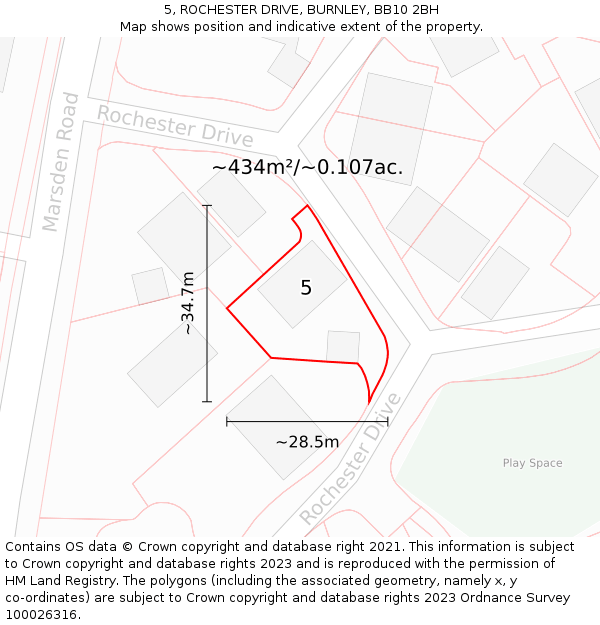 5, ROCHESTER DRIVE, BURNLEY, BB10 2BH: Plot and title map