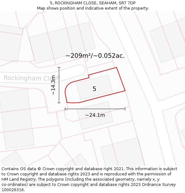 5, ROCKINGHAM CLOSE, SEAHAM, SR7 7DP: Plot and title map