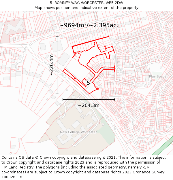 5, ROMNEY WAY, WORCESTER, WR5 2DW: Plot and title map