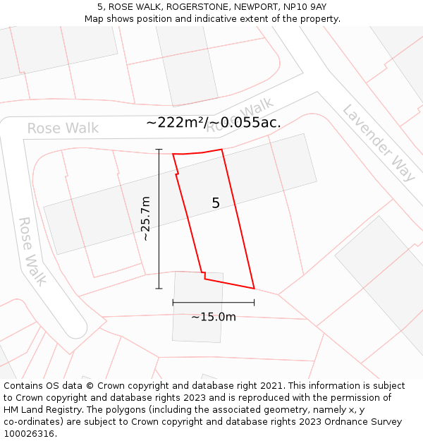 5, ROSE WALK, ROGERSTONE, NEWPORT, NP10 9AY: Plot and title map