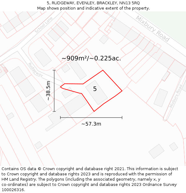 5, RUDGEWAY, EVENLEY, BRACKLEY, NN13 5RQ: Plot and title map