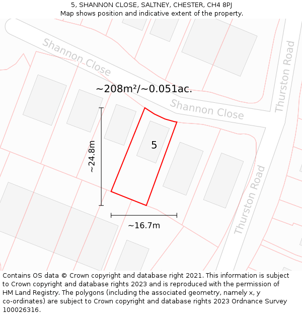 5, SHANNON CLOSE, SALTNEY, CHESTER, CH4 8PJ: Plot and title map