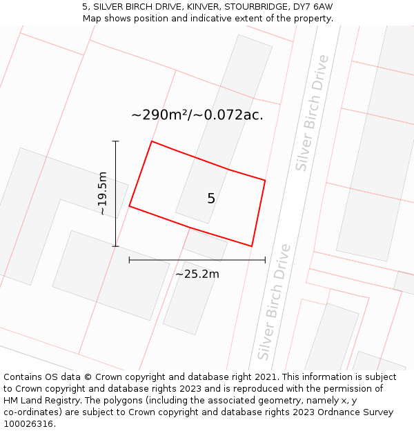 5, SILVER BIRCH DRIVE, KINVER, STOURBRIDGE, DY7 6AW: Plot and title map